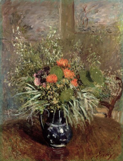 Stilleven van wilde bloemen door Alfred Sisley